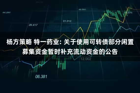 杨方策略 特一药业: 关于使用可转债部分闲置募集资金暂时补充流动资金的公告